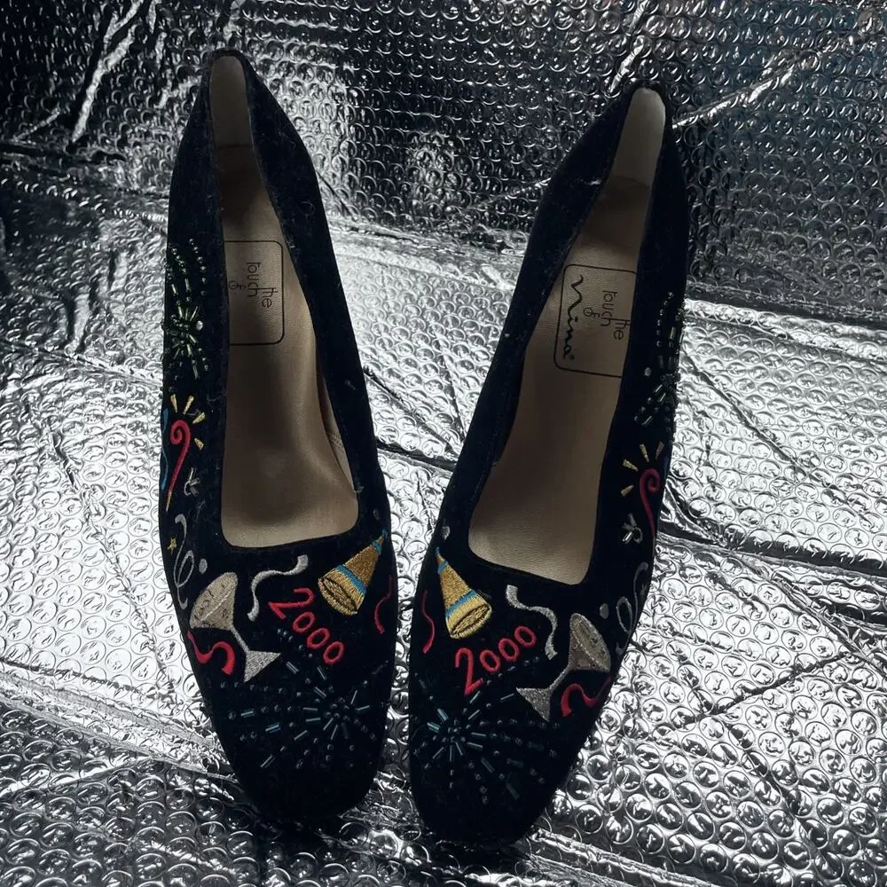 Vintage Touch Of Nina Women’s Shoes 2000 MILLENIUM new year martini 81/2 M